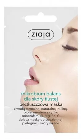 Ziaja, beztłuszczowa maska mikrobiom balans do skóry tłustej, 7ml