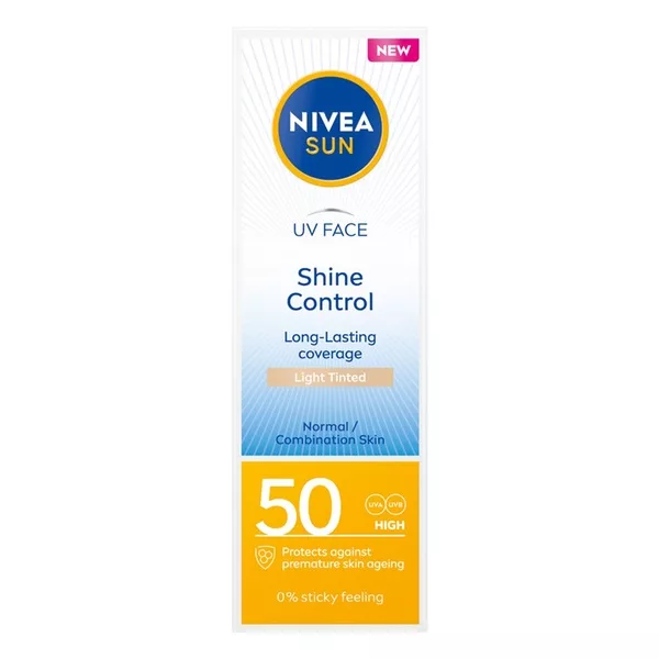 Nivea Sun UV Face Shine Control matujący krem do twarzy z wysoką ochroną SPF50 Light Tinted 50ml