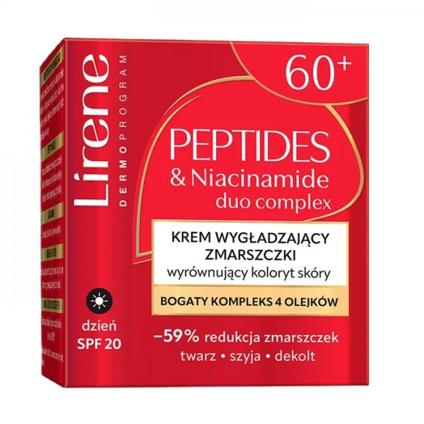 Lirene Peptides & Niacinamide krem wygładzający zmarszczki wyrównujący koloryt skóry na dzień 60+ 50ml