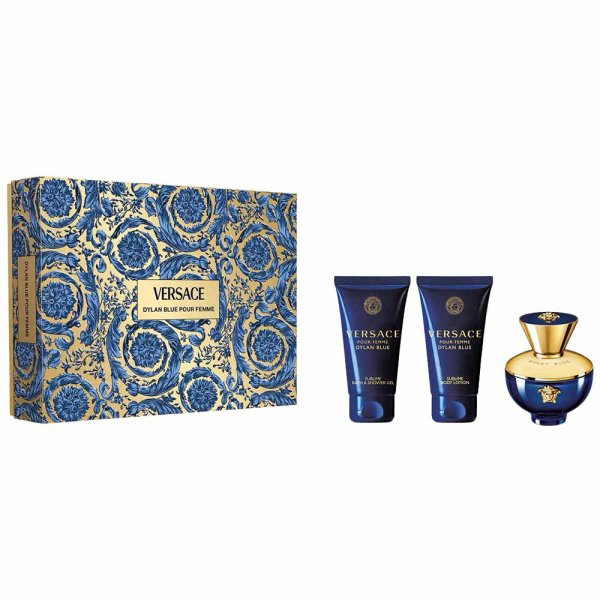 Versace Pour Femme Dylan Blue zestaw woda perfumowana spray 50ml + balsam do ciała 50ml + żel pod prysznic 50ml (W)