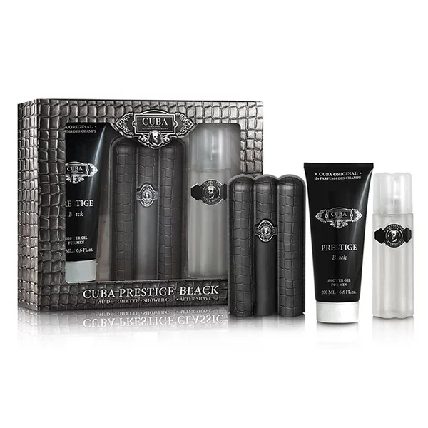 Cuba Original Cuba Prestige Black zestaw woda toaletowa spray 90ml + woda po goleniu 100ml + żel pod prysznic 200ml (M)
