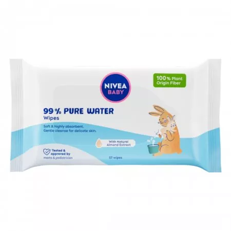Nivea Baby chusteczki biodegradowalne dla dzieci, 99% Pure Water 57szt