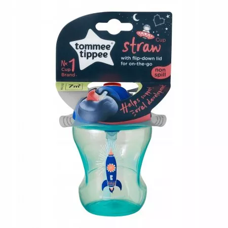Tommee Tippee Straw Cup kubek niekapek ze słomką dla dzieci 7m+ Boy 230ml