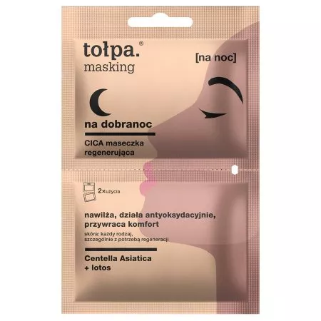 Tołpa Masking, na dobranoc CICA maseczka odbudowująca, 2x5ml