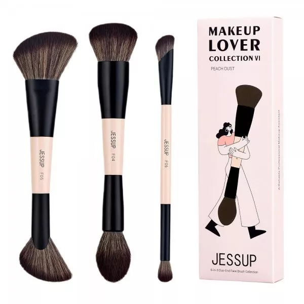 Jessup Duo-End Brush Versatility Collection zestaw dwustronnych pędzli do makijażu Peach Dust 3szt.