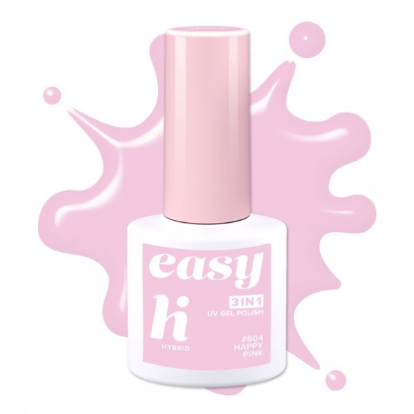 hi hybrid EASY 3in1, lakier hybrydowy, #604 Happy Pink, 5ml