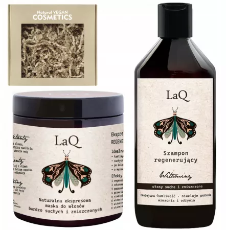 LaQ Botanic Hair, zestaw regenerujący: szampon 300ml, maska do włosów 250ml (sianko)