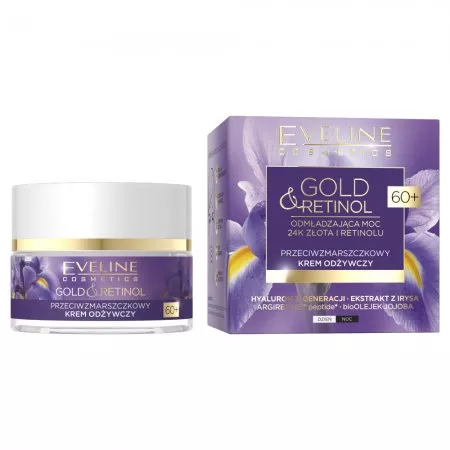 Eveline Cosmetics Gold&Retinol, Przeciwzmarszczkowy krem odżywczy, na dzień i na noc, 60+, 50ml