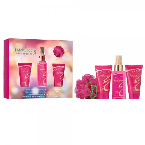 Britney Spears Fantasy zestaw mgiełka do ciała 100ml + balsam do ciała 50ml + żel pod prysznic 50ml + myjka