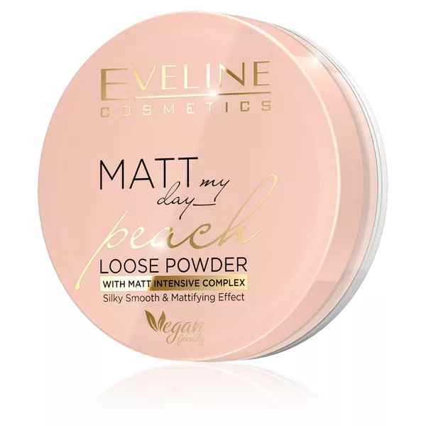 Eveline Matt My Day, sypki puder matujący peach vegan, 6g