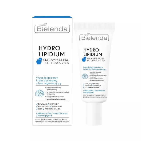 Bielenda Hydro Lipidium Maksymalna Tolerancja, wysoko-lipidowy krem barierowy silnie regenerujący, 50ml