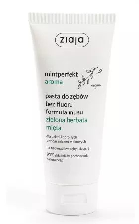Ziaja Mintperfekt Aroma, pasta do zębów bez fluoru, mus zielona herbata mięta, 100ml