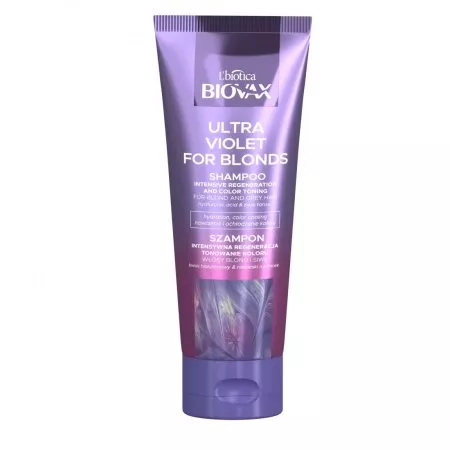 Biovax Ultra Violet intensywnie regenerujący szampon tonujący do włosów blond i siwych 200ml