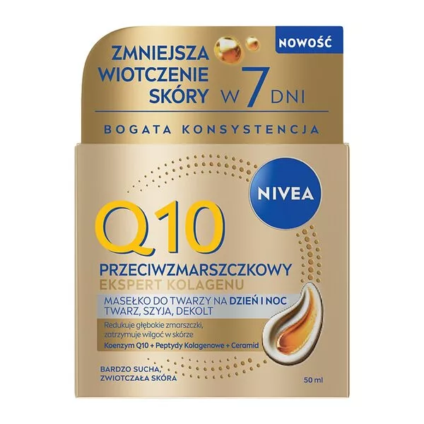 Nivea Q10 Przeciwzmarszczkowy Ekspert Kolagenu masełko do twarzy na dzień i noc 50ml