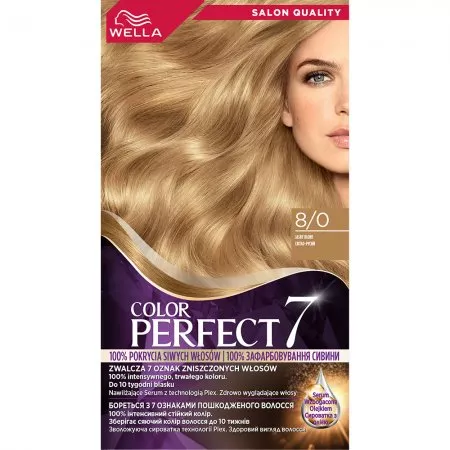 Wella Color Perfect 7, farba do włosów, 8/0 jasny blond, 50ml