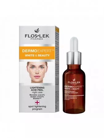 FlosLek Dermo Expert White & Beauty rozjaśniający peeling kwasowy na noc 30ml