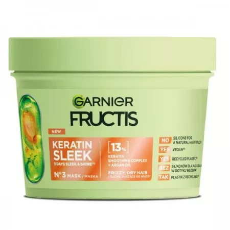 Garnier Fructis Keratin Sleek maska do włosów suchych i puszących się 370ml
