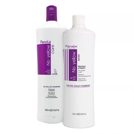 Fanola No Yellow, zestaw XL ochładzający odcień blond, szampon + maska