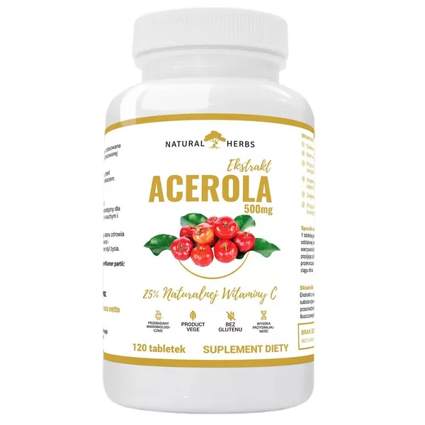 Natural Herbs Ekstrakt Acerola 500mg suplement diety 120 tabletek