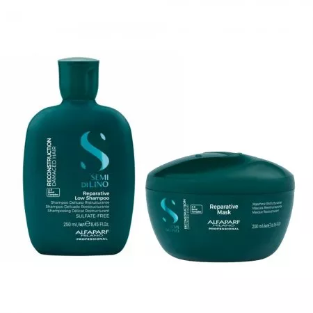 Alfaparf Milano Semi di Lino Reconstruction, zestaw odbudowujący do włosów zniszczonych, szampon + maska