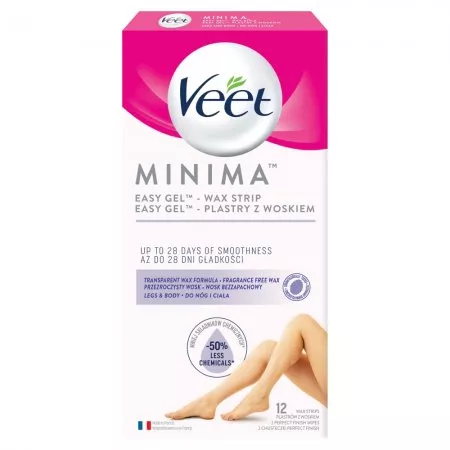 Veet Minima Easy-Gel plastry z woskiem do nóg i ciała 12szt