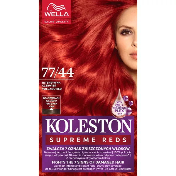 Wella Koleston Supreme, farba do włosów, Intensywna Czerwień, 77/44, 100ml
