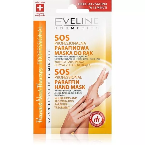 Eveline Hand & Nail Therapy Professional, sos profesjonalna parafinowa maska do rąk, 7ml