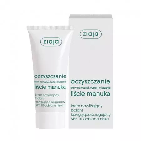 Ziaja Liście Manuka, oczyszczanie, krem nawilżający SPF 10, 50ml