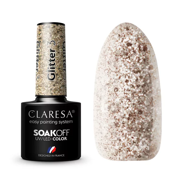 Claresa, Lakier hybrydowy, GLITTER 3, 5g