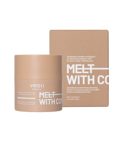 Veoli Botanica Melt with Comfort, emulgujące masełko nawilżające do zmywania makijażu i SPF, 40g