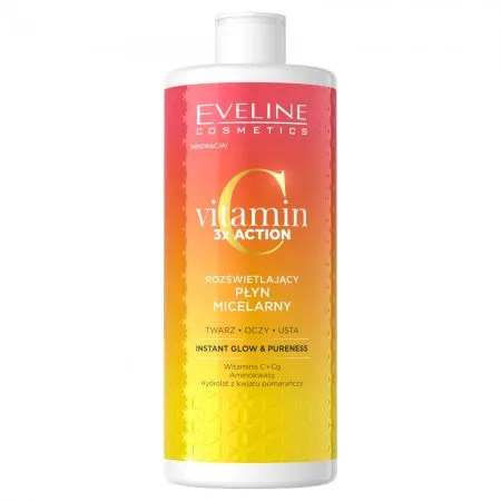 Eveline Vitamin C 3x Action, rozświetlający płyn micelarny, 500ml
