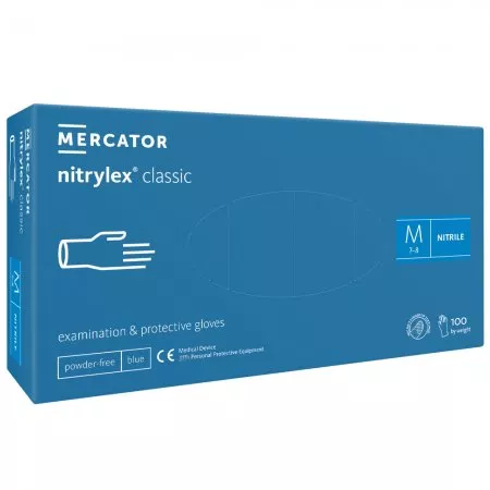 Mercator Nitrylex Classic, rękawiczki nitrylowe, niebieskie, rozmiar M, 100szt