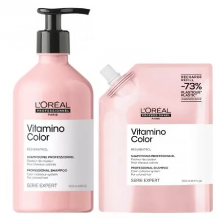 Loreal Vitamino Color, zestaw szampon do włosów farbowanych 500ml + refill 500ml