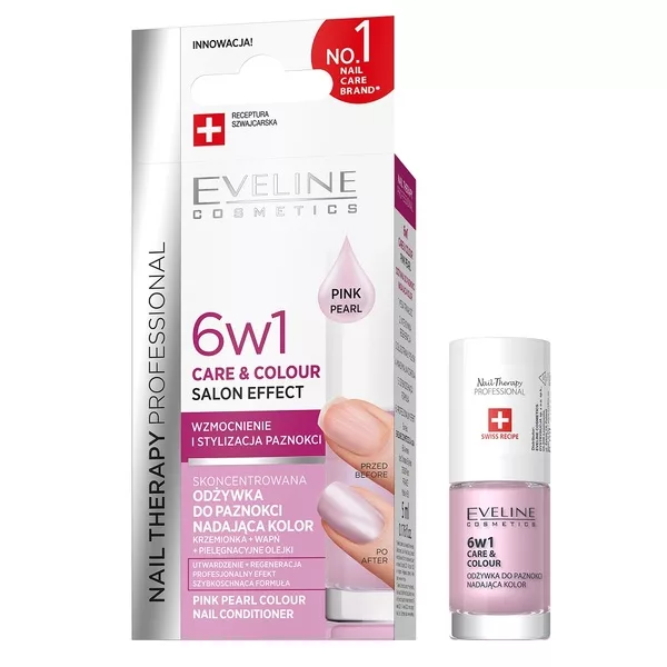 Eveline Nail Therapy Professional, skoncentrowana odżywka do paznokci nadająca kolor 6w1, pink pearl, 5ml