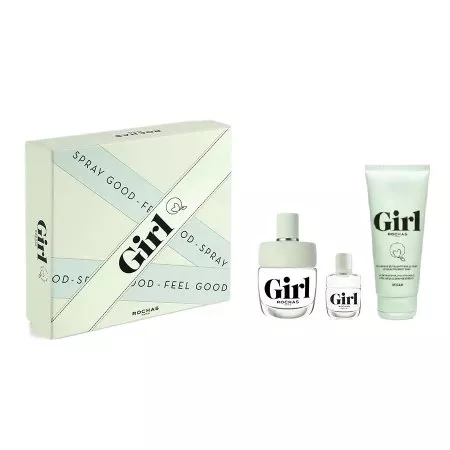 Rochas Girl zestaw woda toaletowa spray 100ml + miniatura wody toaletowej 4.5ml + złuszczający żel pod prysznic 100ml (W)
