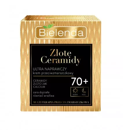 Bielenda Złote Ceramidy Ultra Naprawczy Krem Przeciwzmarszczkowy 70+, Dzień/ Noc, 50ml