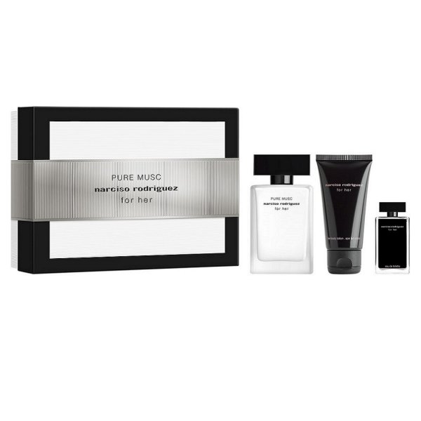 Narciso Rodriguez Pure Musc For Her zestaw woda perfumowana spray 50ml + For Her woda toaletowa spray 7.5ml + balsam do ciała 50ml (W)