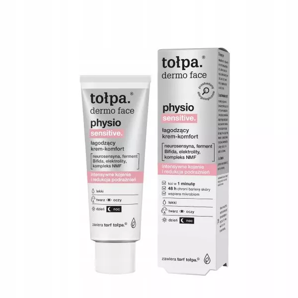 Tołpa Dermo Face Physio Sensitive, łagodzący krem do twarzy do skóry wrażliwej na podrażnienia, lekki, 40ml