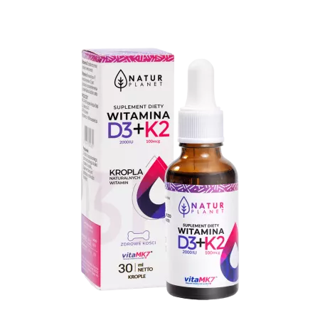 NaturPlanet, Witamina D3 +K2 FORTE w kroplach, 30ml