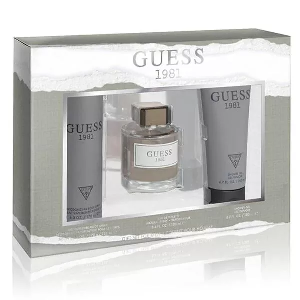 Guess 1981 for Men zestaw prezentowy: woda toaletowa 100ml, żel pod prysznic 200ml, dezodorant w sprayu 226ml