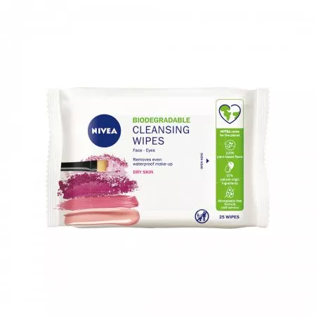 Nivea Biodegradable Cleansing Wipes biodegradowalne łagodzące chusteczki do demakijażu 25szt