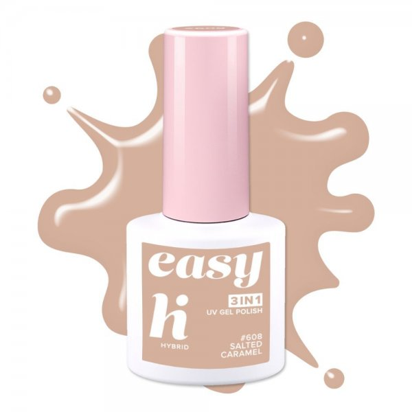 hi hybrid EASY 3in1, lakier hybrydowy, #608 Salted Caramel, 5ml