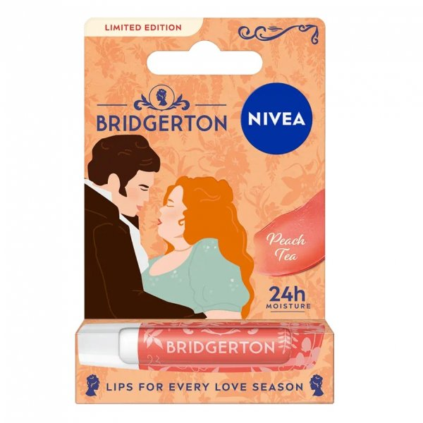Nivea Bridgerton Edition Penelope& Colin pielęgnująca pomadka do ust Peach Tea 4.8g