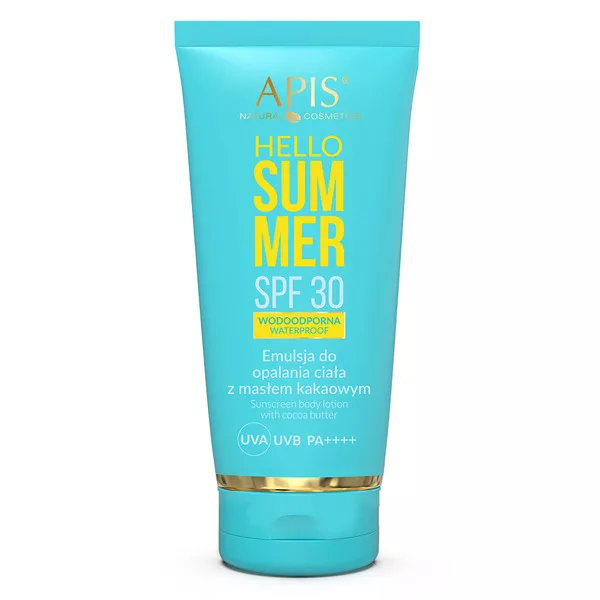 Apis Hello Summer, emulsja do opalania ciała z masłem kakaowym, SPF 30, 200ml - data ważności (7.2026)