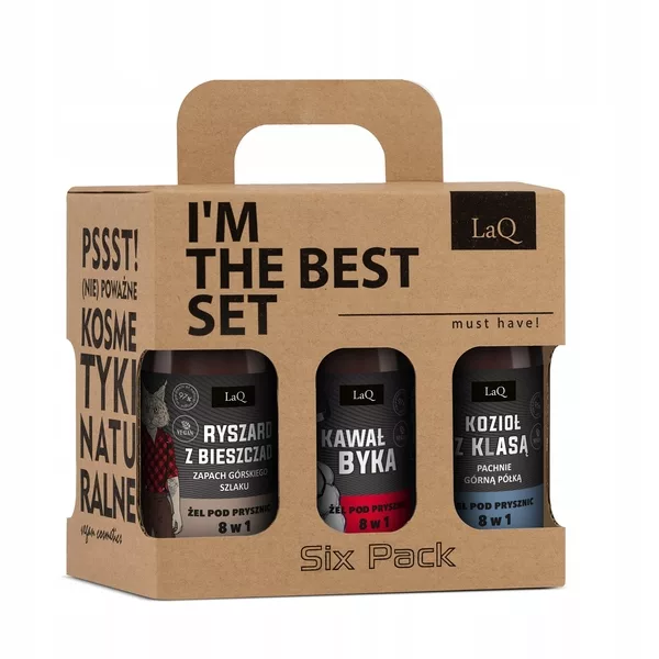 LaQ Czyściopak męski mini, czarny mat Ryszard/Byk/Kozioł z klasą/Zapach seksu i biznesu/Bad boy/Dzik, 6x100ml