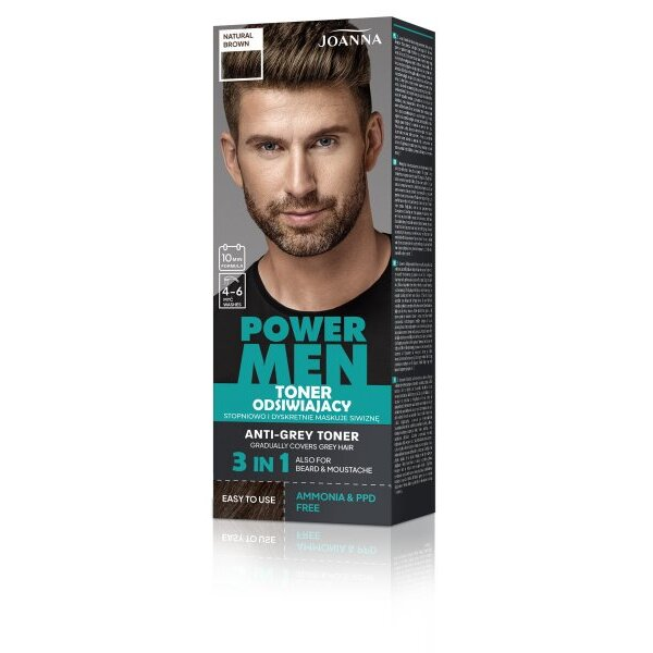 Joanna Power men, toner odsiwiający, 04 Natural Brown, 80g