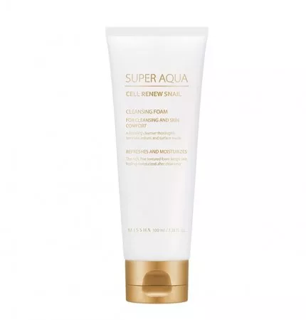 Missha Super Aqua Cell Renew Snail Cleansing Foam pianka myjąca z ekstraktem ze śluzu ślimaka 100ml