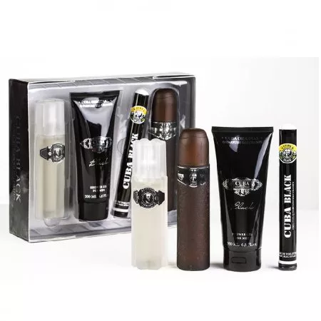 Cuba Original Cuba Black zestaw woda toaletowa spray 100ml + woda toaletowa spray 35ml + żel pod prysznic 200ml + woda po goleniu spray 100ml (M)
