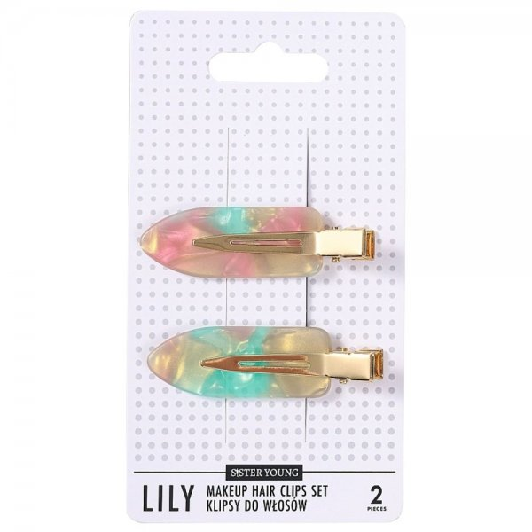 Sister Young Lily klipsy do włosów do makijażu Pink Green 2szt