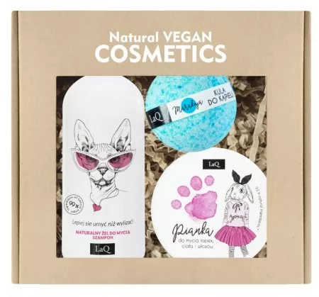 LaQ Zestaw Music: żel Kotka 300ml, pianka do łapek różowa 50ml, kula MARAKUJA (niebieska) 120g (sianko)
